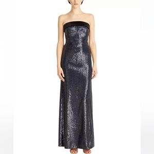Monique Lhuillier Strapless Sequin Sheath Gown
